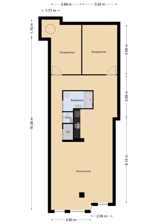 Floor plan - Markt 16B, 5611 EB Eindhoven 